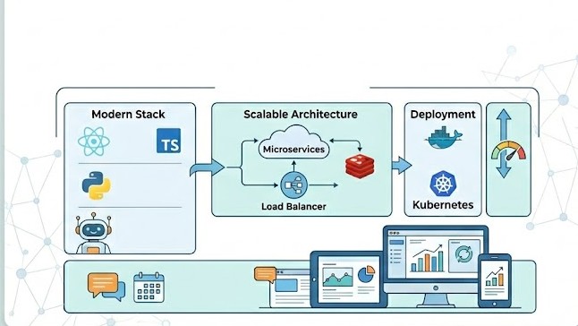 Sleek modern desktop displaying a vibrant, responsive Tentry web application